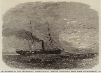 アメリカの戦争である連邦スティーマーチェサピークは南軍に捕らえられ、乗組員と乗客はファンディ湾のマスカッシュ港に上陸した