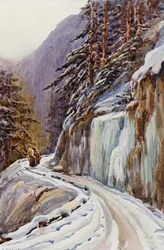 ライン川スプリンゲン峠にて（カラーリトグラフ）