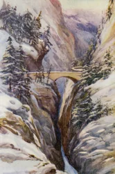 ライン川ヴィア・マーラの峡谷（カラーリトグラフ）