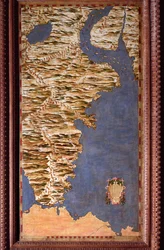 エグナツィオ・ダンティ（1536-1586）が作成したマゼランのデトロイト地図。1567年頃。フィレンツェ、ヴェッキオ宮殿、マッパモンドの部屋（Sala del Mappamondo