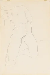 ひざまずく女性ヌード、1912
