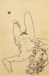 ひざまずく女性裸体、1917年