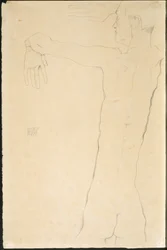 腕を上げた裸の男 (直腸)
