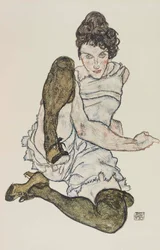 脚を抱えて座る女、1917年