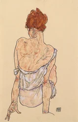 下着姿で座る女性、後ろ姿、1917年