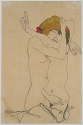 抱く二人の女性、1913年。