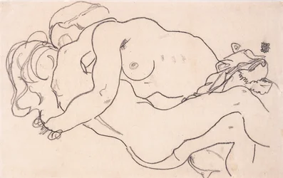 1918年、女性のヌードを受け入れる2人