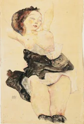 横たわる若い少女、半裸体、1912年