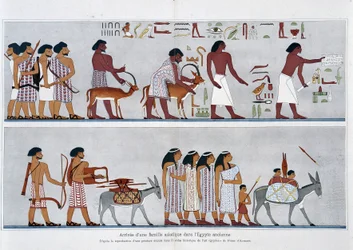 アジア人家族の古代エジプトへの到着。Prisse d