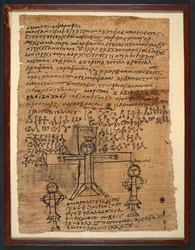 6 世紀のコプト魔術書の磔刑 Or 6796 (4), 475-525 AD (パピルス)