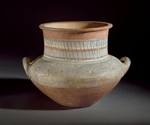 ラグハンドル付き装飾瓶、アマルナ、紀元前14世紀（陶器）