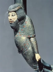 ツタンカーメンの墓からの儀式用杖の端からのシリアの図（c.1370-52 BC）ニューキングダム（木と象牙）（149407も参照）