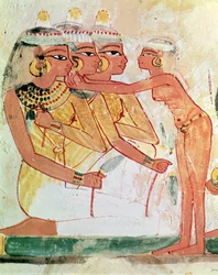 女性のトイレ、ナクトの墓、新王国、紀元前1400年頃（壁画）