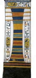 エジプト、テーベ、ルクソール、王妃の谷、ネフェルタリの墓、オシリスの背骨を表すジェドの柱には復活の骨髄が入っている、19王朝時代のもの