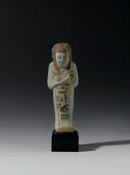 AkhesenmutのShabti、恐らく新しい王国、Deir el-Bahriから（ファイエンス）