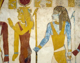 エジプト、ギザのバハリヤ・オアシスにあるパ・ネントウィーの墓の壁画。エジプト文明、第26王朝、前663〜525年。