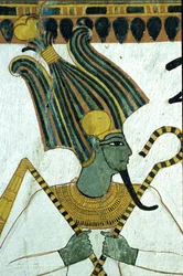 古代エジプト、壁画、冥界の王オシリス、セネデムの墓、テーベ、デイル・エル・メディナ