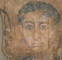 若い女性の頭部 100-300年頃 リネンにテンペラ