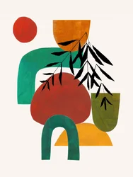 温かみのある抽象的な植物のモチーフ