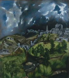 トレドの風景、c.1597-99（キャンバスに油彩）