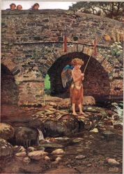 盲目の子供、Hodder and Stoughton発行の「The Book of Old English Songs and Ballads」のイラスト、1910年頃（カラーリソ）