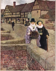 私は彼女が通り過ぎるのを見ただけで、はい、死ぬまで彼女を愛しています、Hodder and Stoughton発行の「The Book of Old English Songs and Ballads」のイラスト、1910年頃（カラーリソ）