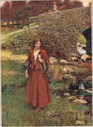 イズリントンの廷吏の娘、「The Book of Old English Songs and Ballads」のイラスト、Stodder and Houghton 発行、c. 1910年（カラーリソ）