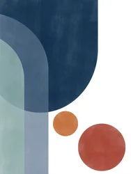 幾何学的な青とオレンジの抽象画
