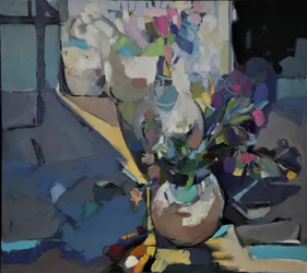 鮮やかな花の静物画