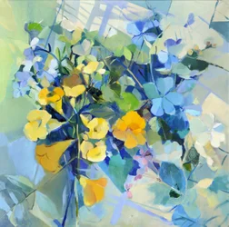 黄色と青の花束