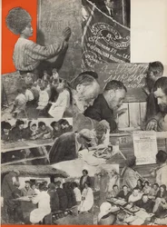非識字との戦い。ソビエト社会主義は1933年に社会主義を構築しますからのイラスト。
