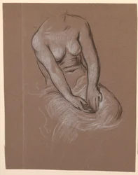 素描、女性の胴体の習作、1885年頃