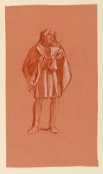素描、頭巾を被った人物の習作、1885年頃