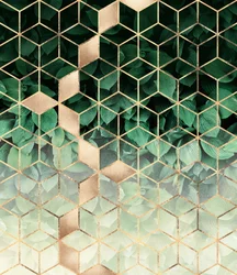 グリーンゴールドの幾何学模様の葉