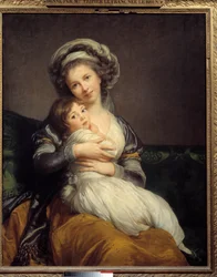 マダム・ヴィジェ・ル・ブランとその娘ジャンヌ・マリー・ルイーズ（1780-1819） マリー・エリザベート・ルイーズ・ヴィジェ・ル・ブラン（またはヴィジェ・ルブラン、ヴィジェ・ルブラン）（1755-1842）の絵画。1789 Sun.1.05 x 0.84 パリのルーヴル美術館 - ヴィジェ＝ル＝ブラン夫人と娘のジェア・ル＝ブラン。