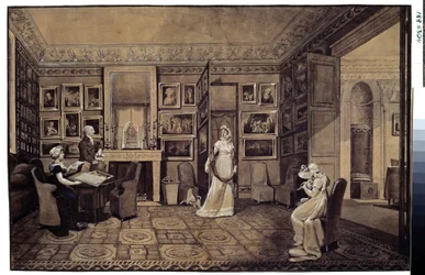 アルトナの王子イヴァン・イヴァノウィッチ・バリャチンスキー家（1772-1825）の応接室（アルトナのバリャチンスキー家の応接室）。 マリー・ルイーズ・エリザベス・ヴィジェ・ルブラン（Vigee Lebrun）（1755-1842）によるデッサン
