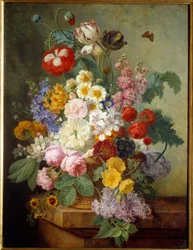 Elise Bruyere（1776-1842）によるロカイユ絵画の花 1836日。 0,84x0,64 m ルーアン、ボザール美術館 - 岩の花。 Elise Bruyere（1776-1842）による絵画
