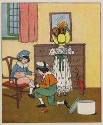 日曜日、着替えの時間（カラーリトグラフ