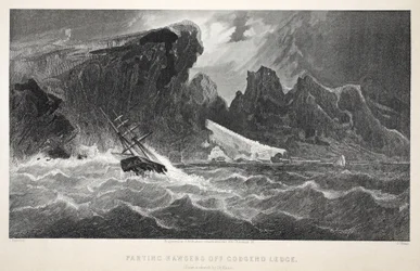Godsend Ledgeからの別れの大綱、ジョン・フランクリン卿を求めての2番目のグリンネル遠征のイラスト...」、1856年
