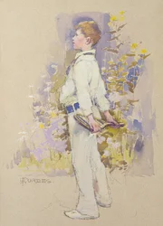 Alec in Whites（水彩・紙