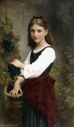 ブドウのバスケットを持った少女