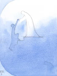 亡くなった魂の助けを求めて、私は私たちの祝せられた女性が彼女の手を差し出し、天国の「端」に寄りかかって彼を栄光に引き上げるのを見ました。、2001年（紙にw - c）