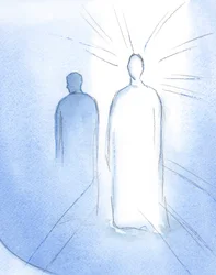 キリストは私たちのモデルであり原型です。彼の中で、弱者は最も親切な助っ人を見つけ、老人は完璧な息子を見つけます、2002年（紙にw - c）