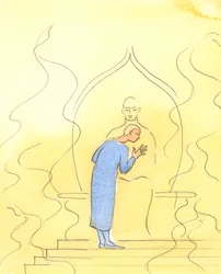 父なる神は、私たちが父の胸に抱かれて聞かれることを確信している子供のように、祝福された親密さで父の心に寄りかかるまで、彼の燃えるような栄光を通して私たちを祈りの中で引き上げることができます。