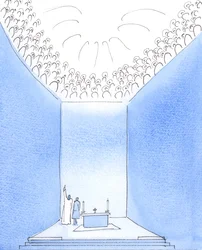 父なる神は天において、その喜びを分かち合う聖人たちに囲まれている, 2005 (紙に水彩)