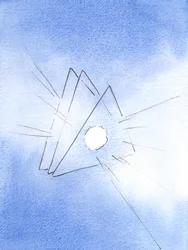 私は聖三位一体のシンボルを見せられました：それぞれの中心に溶岩（神の愛を表す）のような火が付いた3つの三角形、2003年（紙にw - c）