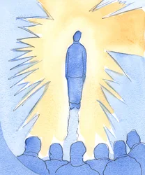 キリストの非常に近くに立っている人は、彼の栄光によって「ハロー」されますが、それだけでは、彼女は小さく、弱く、取るに足らないものです、2002年（紙にw - c）