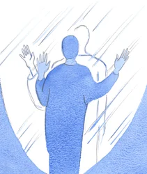 神のご意志を本当に望んでいる人は、細部に至るまで、まるで一枚のガラスの隣にいるかのように、天国に「触れる」ことです。2002年（紙にw - c）