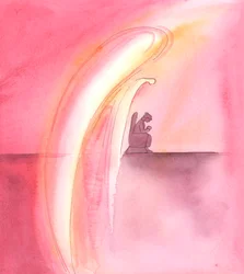 私たちの守護天使は、常に絶大な敬意と献身をもって祈る, 2005 （紙に水彩画）