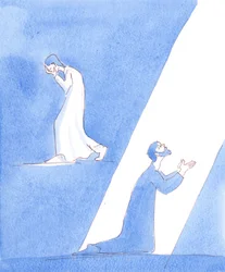 罪を悔い改める人は、さまざまな方法で悔恨の意を示す, 2005 （紙に水彩画）